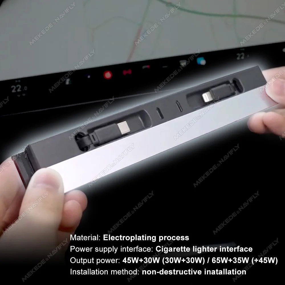 For New Tesla Model 3 Model Y 2024-2025 Armrest box expansion dock 2 in 1 For IOS/TYPE-C 65W/45W Fast charging