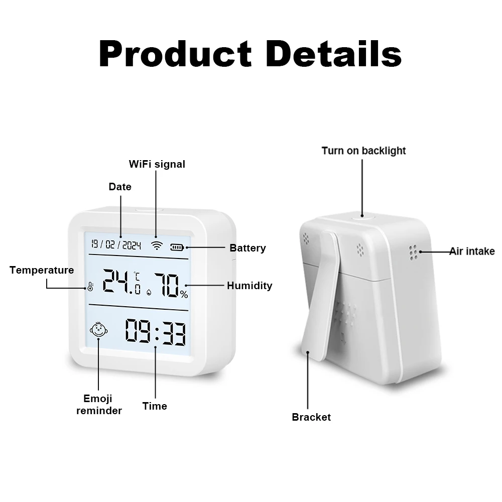 Tuya Smart WIFI Temperature and Humidity Sensor Hygrometer Thermometer with LCD