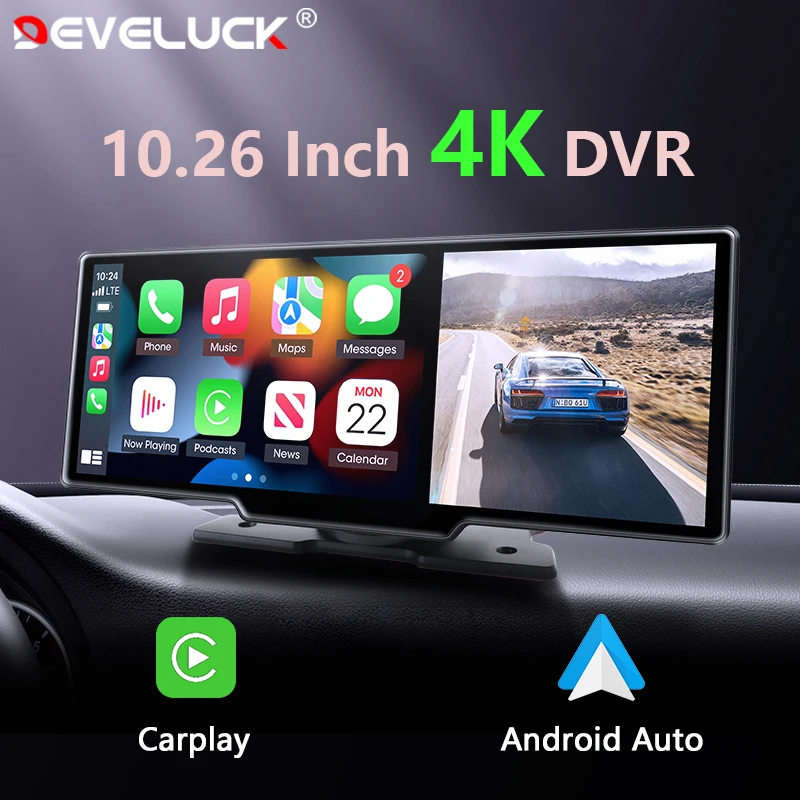 Écran tactile portable sans fil pour voiture, Apple CarPlay, Android,  Radio, Limitation GPS, Double objectif, Caméra de tableau de bord, Stéréo  10.26 P, 2.5K, 1080 pouces - AliExpress