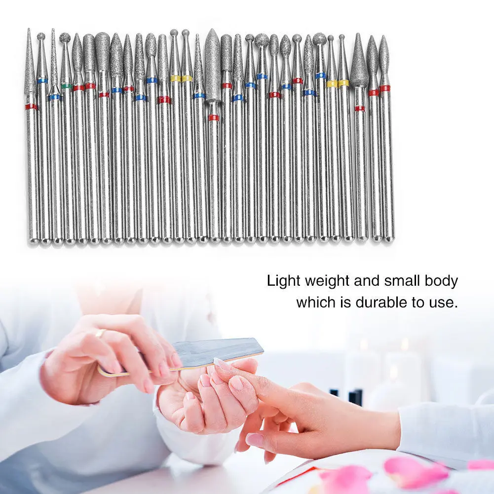 Electric Nail Drill Bit 30pcs/set Professional Milling Cutter Electric Rotary Manicure Machine Accessoires Diamond Nail Drill Bits Set Nail Tools