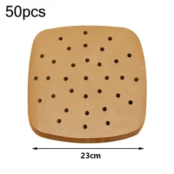 Disposable Non-Stick Square Air Fryer & Steamer Paper Liners - 50/100 Pack (50pcs 23cm 9 inch B)