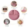 3PCS Silicone Baby Feeding Set BPA Free Suction Bowl Divided Plate Spoon Fork Silicone Bibs Children Tablewar 6