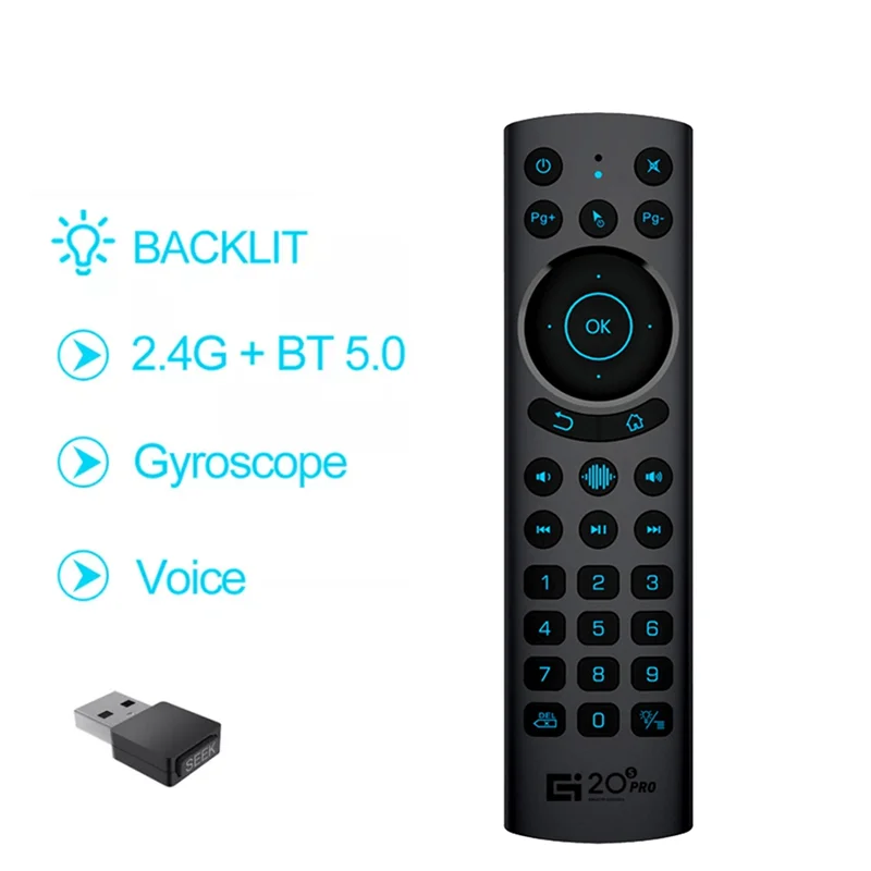 

G20S PRO BT5.0 2.4G Wireless Smart Voice Air Mouse Gyroscope IR Learning Backlit Remote Control for Android TV BOX