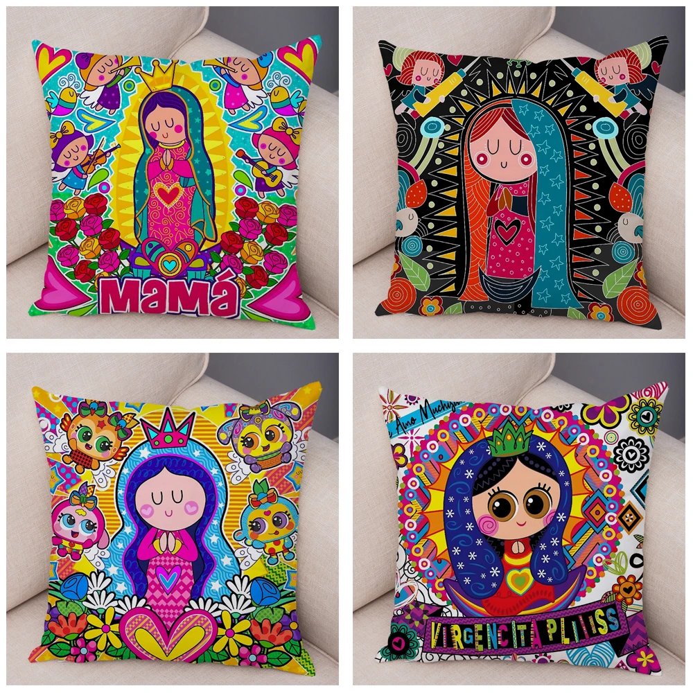 Virgin Mary Art Pillowcase Decoration Kawaii Cartoon Children Sofa Cushion Cover Home Car