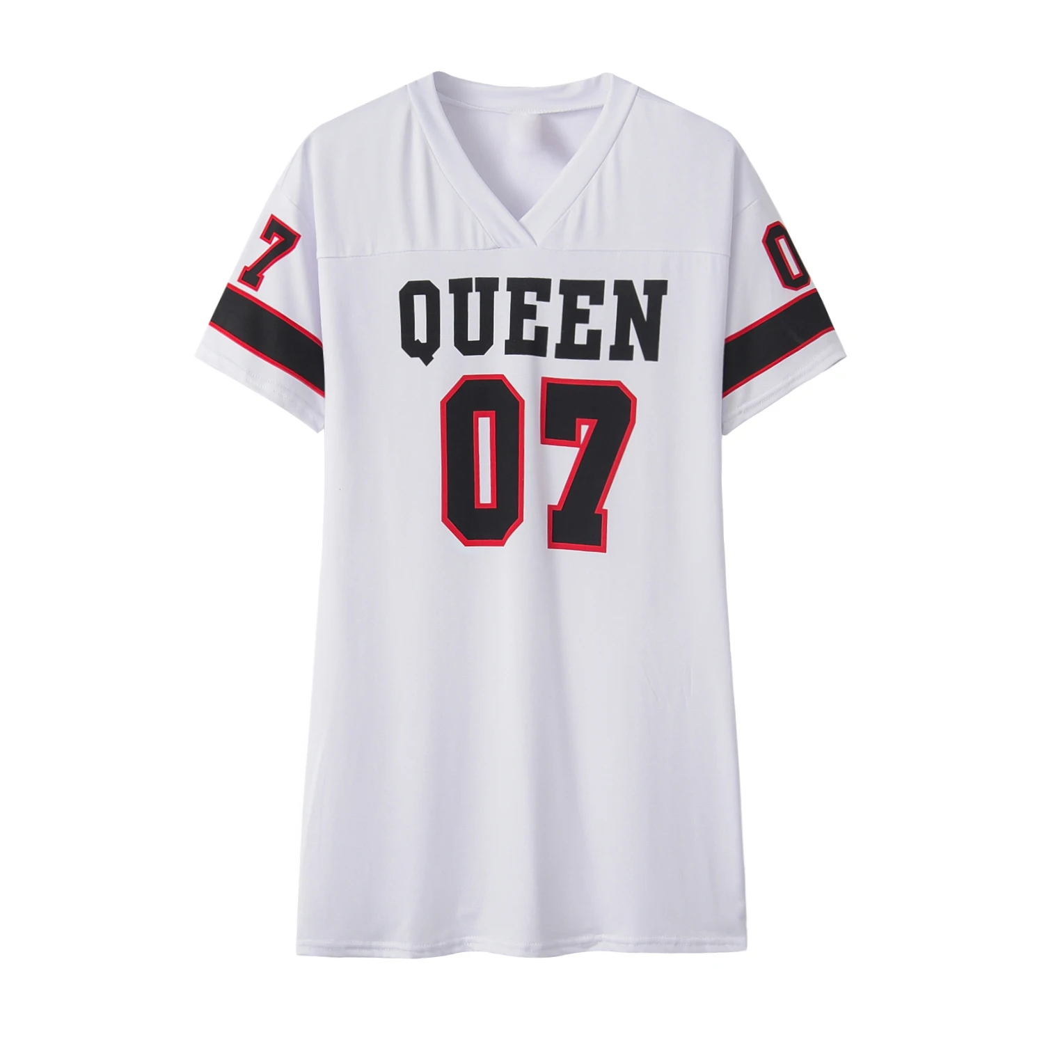 Summer Dress Women Girl Casual Loose Cotton Linen Sexy Short Sleeve V-neck Letters Bodycon Dress basketball jersey