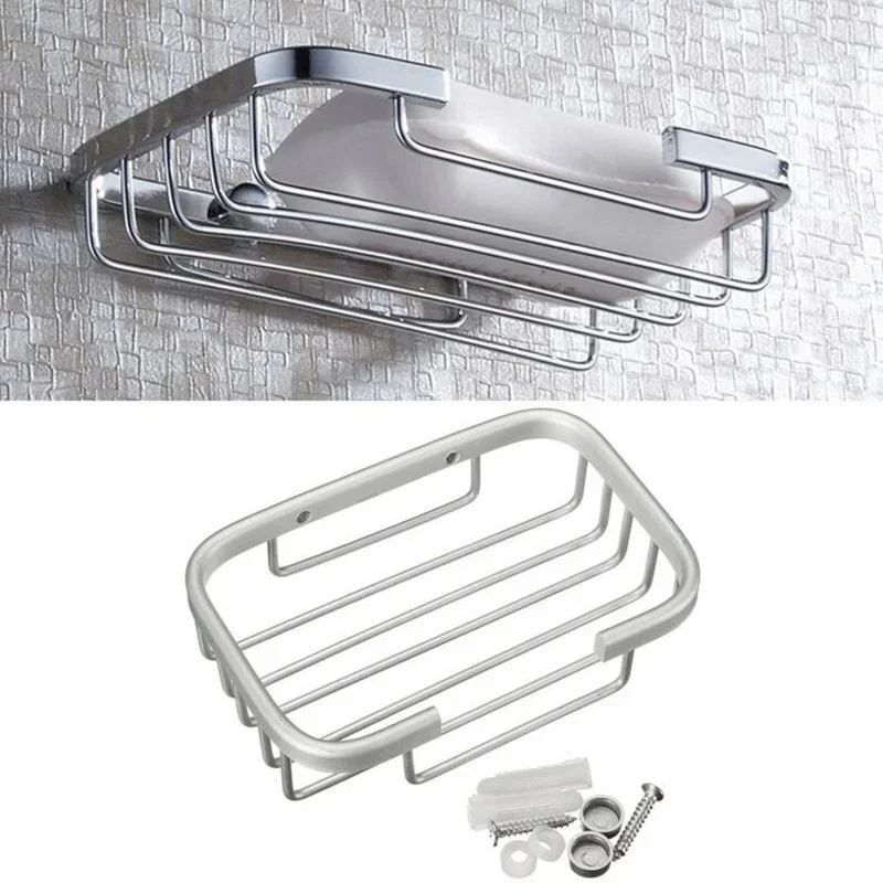 Description Picture 2 of item1pc Stainless Steel Soap Dishes Wall Mounted Shower Soap Holder Bathroom Storage Box Container Soap Dish Basket Tray Rack