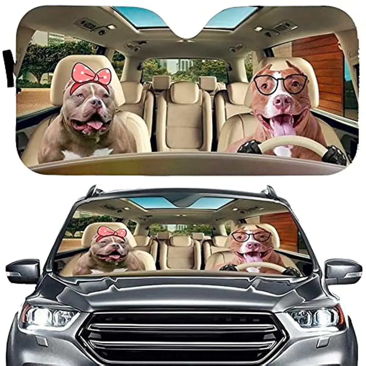 

Солнцезащитный козырек для лобового стекла автомобиля Pitbull Couple Dog