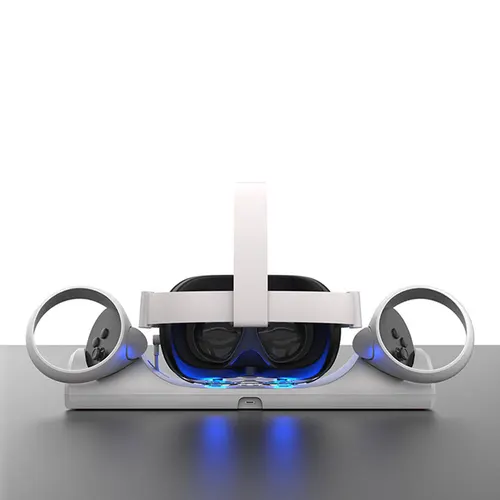 Oculus Quest 2 VR 안대용 충전 도크, 헤드셋 핸들 컨트롤러 충전기 스테이션 스탠드베이스 세트 메타 퀘스트 2 액세서리 3