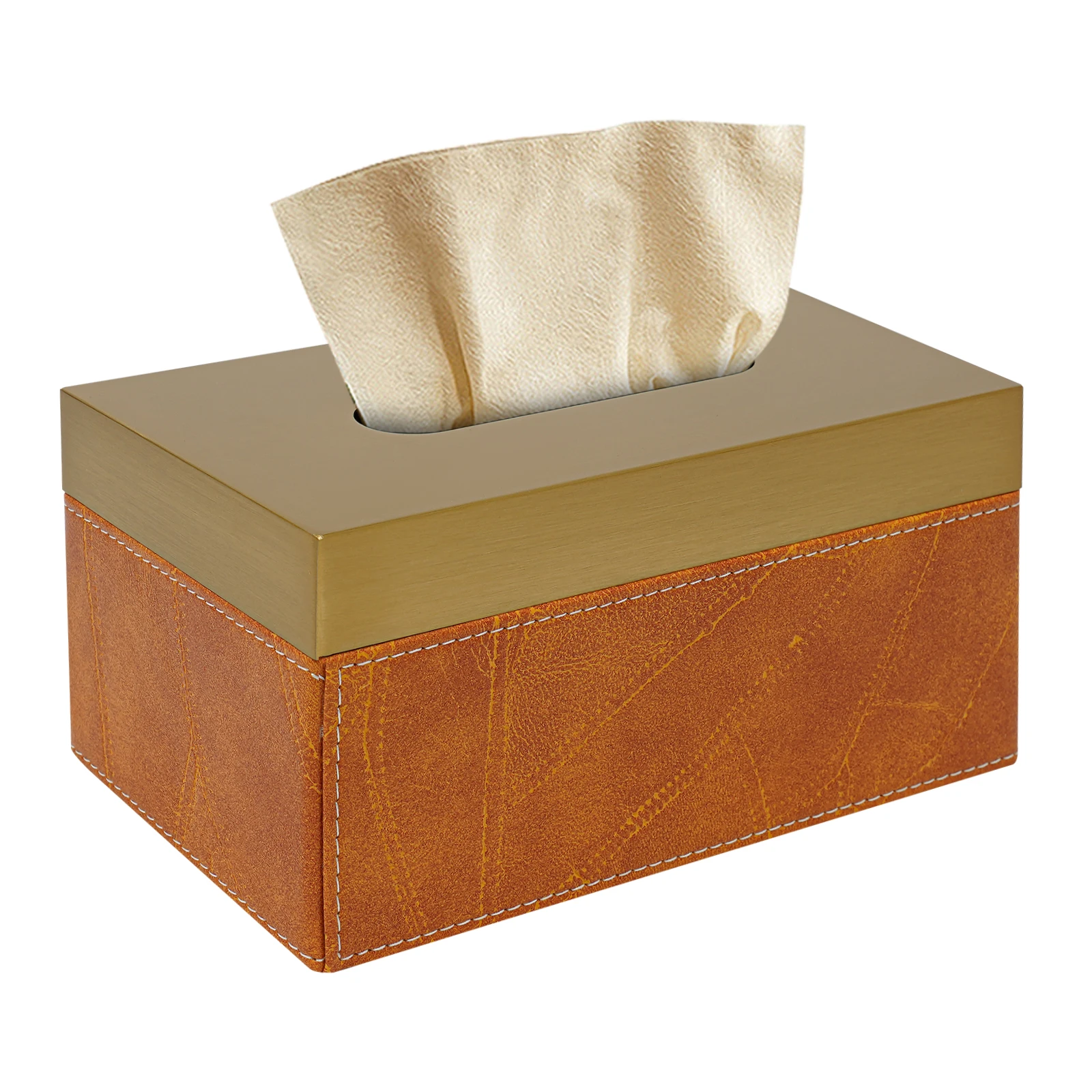 Taschentuchbox-Halter aus Metall, PU, modern, für den Tisch, Orange, für Zuhause, Büro, Badezimmer, Dekoration – Detail 8