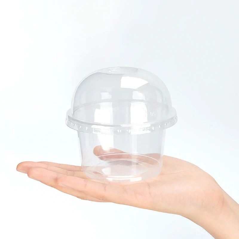 250ml Disposable Salad Cup Transparent Plastic Dessert Bowl Container Ice Cream Desserts Bowls Plastic Cups With Lids 20pcs