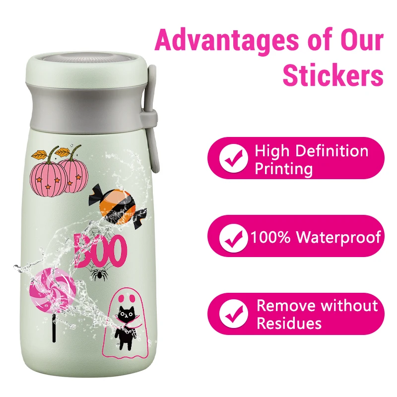 30-Piece Pink Pickleball Halloween Stickers - Waterproof Vinyl Decals For Water Bottles & Laptops
