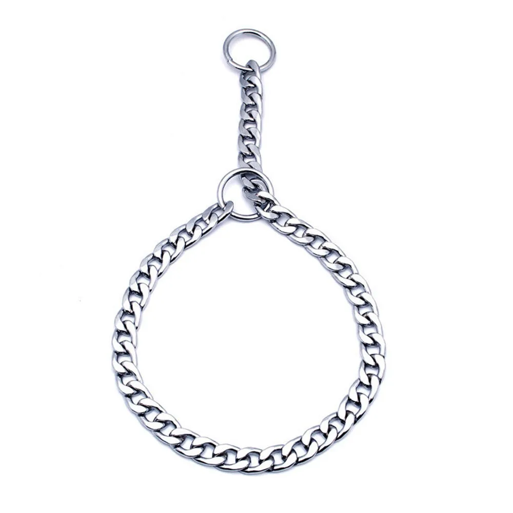 QIUMING Snake Chain Dog Stainless Steel Pet Metal Slip Chains Dog Show Training Collar Puppy Cuban Link Necklace