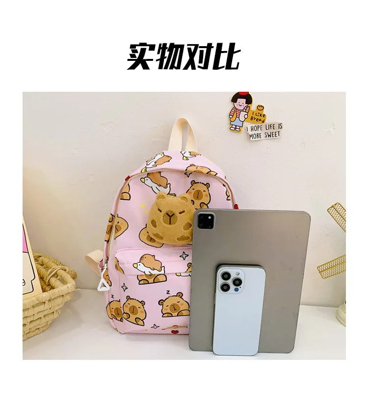 Cute Cartoon Capybara Backpack Plush Large Capacity School Bags Simple Pattern Book Bag Kawaii GirlSchool Backpack Mochila Mujer