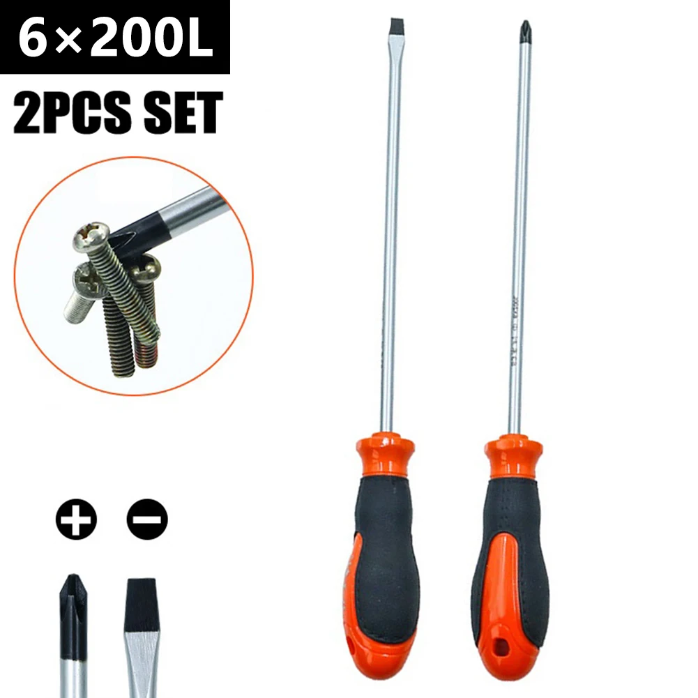

1/2pcs Slotted Cross Screwdriver Magnetic Screwdriver With Rubber Handle Electrician Manual Screw Driver Repair Hand Tools