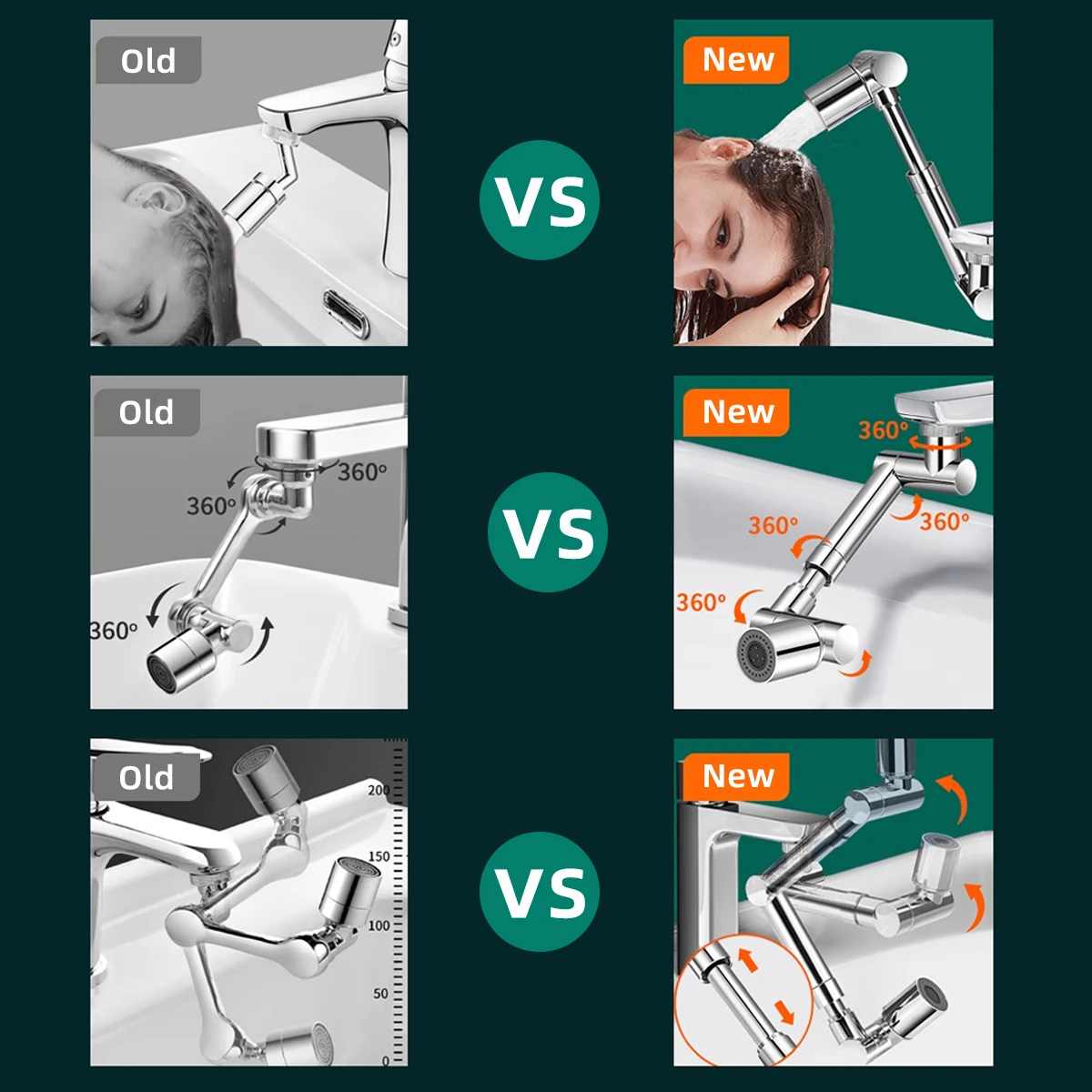 Faucet Extender Faucet Aerator Attachment 1440&deg; Rotating Female/Male Thread Robotic Arm Sink Aerator faucet extender faucet aerator sink faucet extender water faucet extension pipe faucet extension pipe