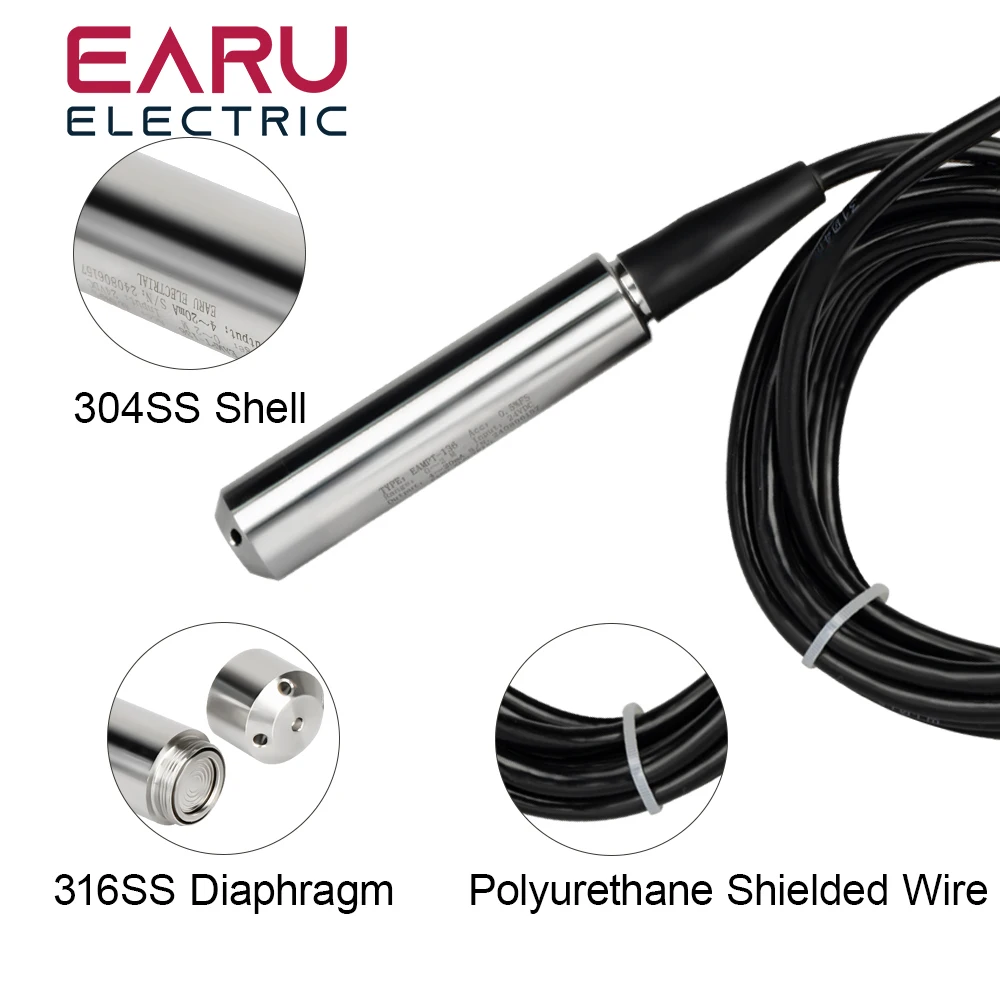 4-20MA Output Integral Level Transmitter Liquid Oil Water Level Sensor Probe Detect Controller Float Switch 1-10m RS485 For Pump