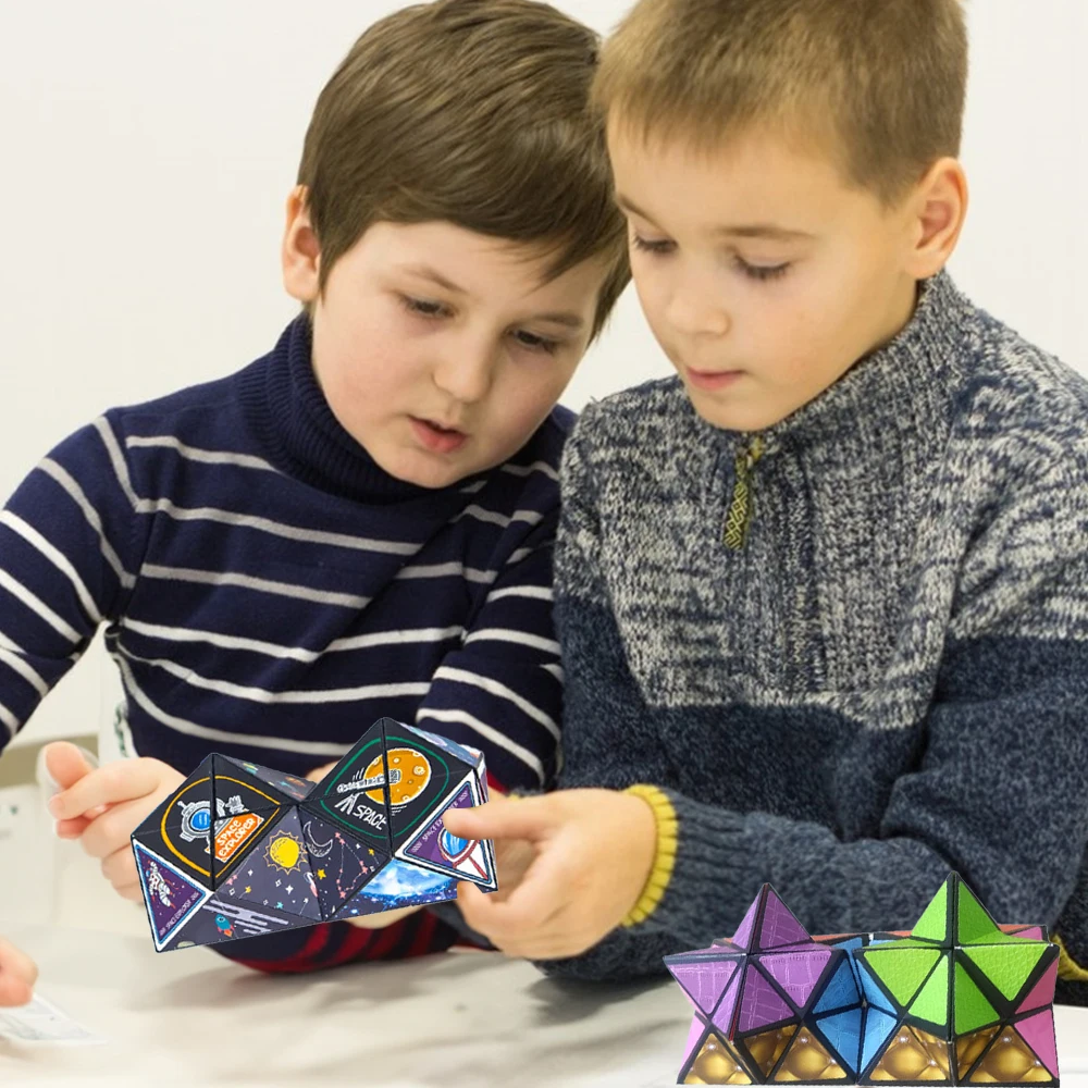 Magic Cubo Fidget Toys for Kids Geometric Changeable Magnetic Anti Stress 3D Hand Flip Puzzle Cubo Creative Boy Toys Xmas Gifts 4