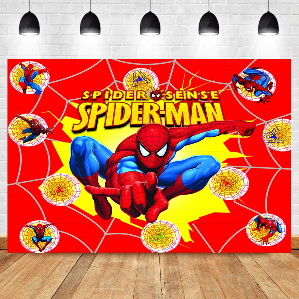 Photo Backdrop Photo Wallpaper Marvel Spider-Man Theme Backdrop Boy Birthday Party Superhero Spider-Man Baby Shower Decoration Photography Backdrop