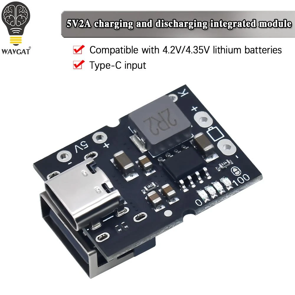Type C USB 5V 2A Boost Converter Step Up Power Module Lithium Battery