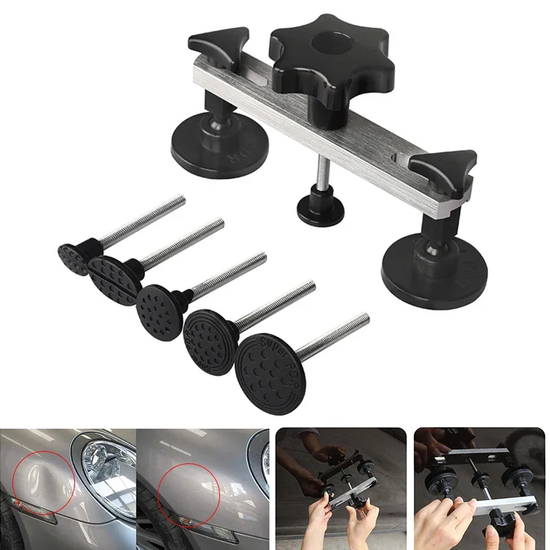Auto Paintless Dent Repair Kit Body Bridge Puller Car Dent Removal Tap Down Tools Ubber Hammer for DIY Repair on Cars For Paintless Dent Repair Tools Dent Puller Suction Cup
