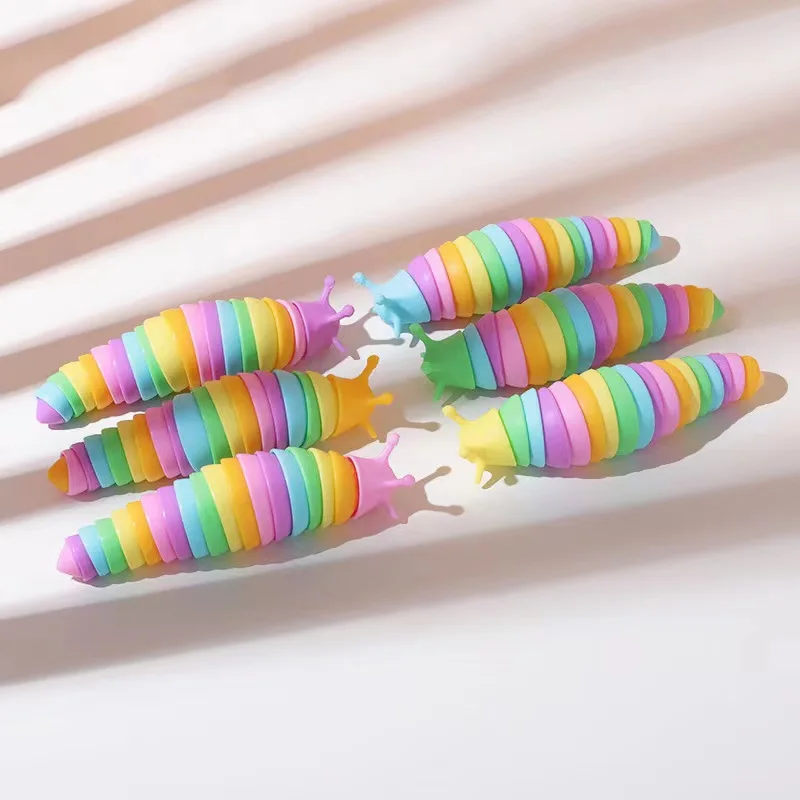 Funny Fidget Slugs Articulated Sensory Slug Toy Realistic Worm Caterpillar Fidget Toys for Kids Adults ADHD Autism Stress Relief