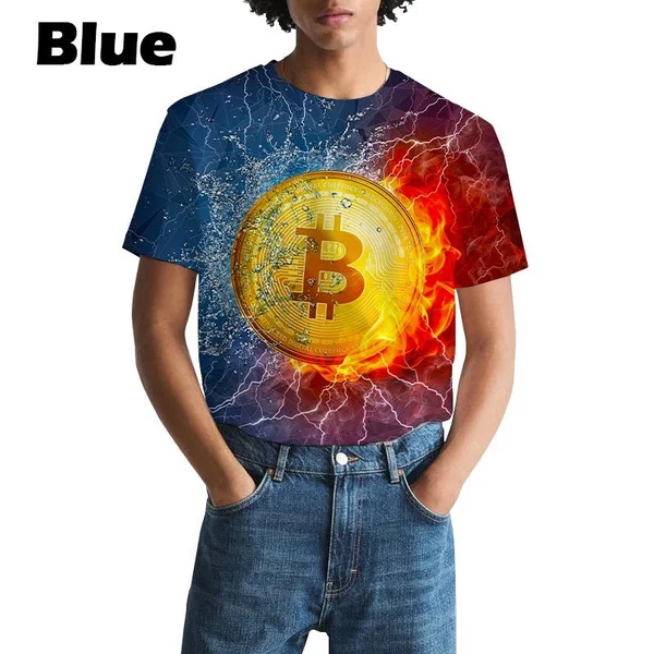 

Vintage 3D Printing T Shirt Funny Fashion Bitcoin 3D Print Short Sleeve T-Shirt