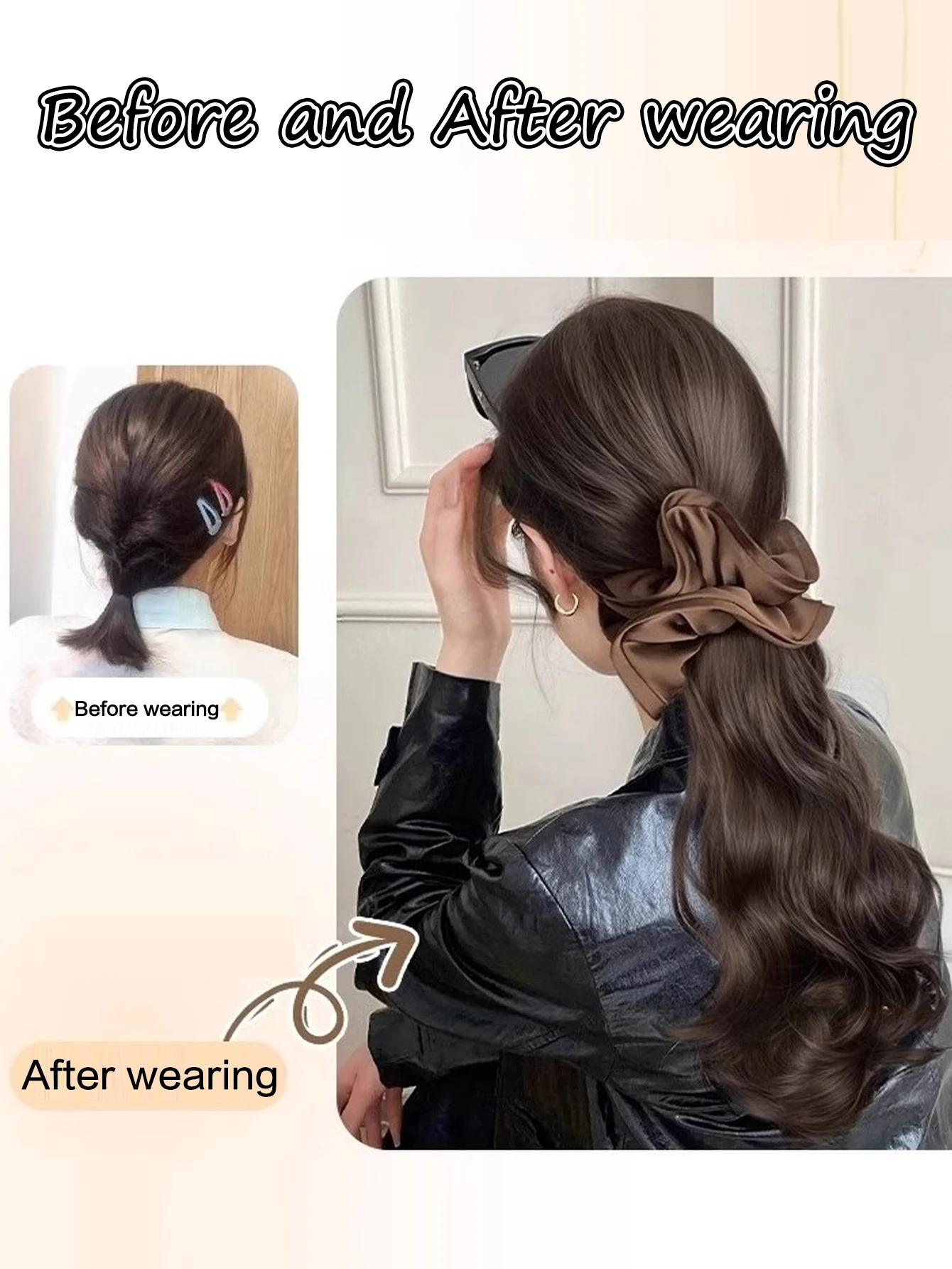 합성 포니테일, 합성 헤어 번 포니테일 헤어피스, 클로 클립 번 헤어 클립, 여성용 데일리 헤어 액세서리