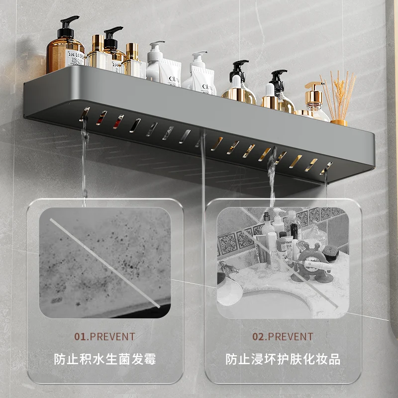 Storage rack Kitchen bathroom towel punch free bathroom wall mounted storage rack 4