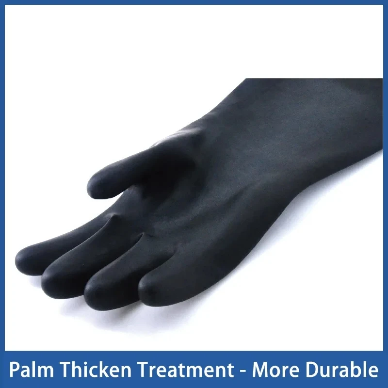 Work Gloves 14"-22" Heavy Duty Chemical Wear Resistant Rubber Scrub Gloves Latex Fingers Rubber Acid Oil Resistant Latex Industry Work Gloves