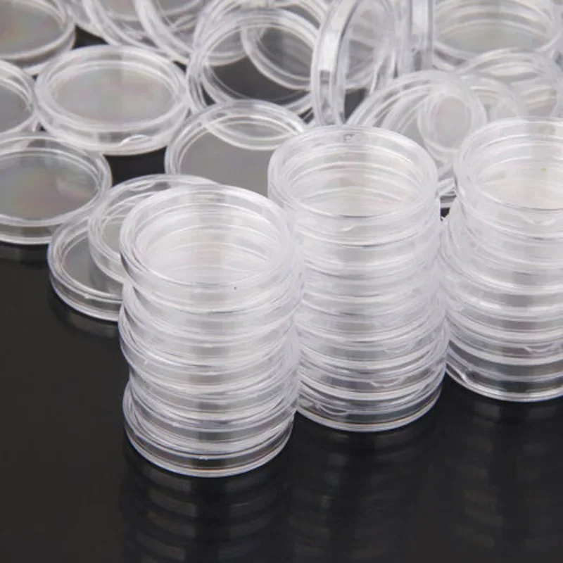 100Pcs 33mm Transparency Round Plastic Coin Holders Capsules Container Storage Case Box Coins Collection High Quality Durable 5