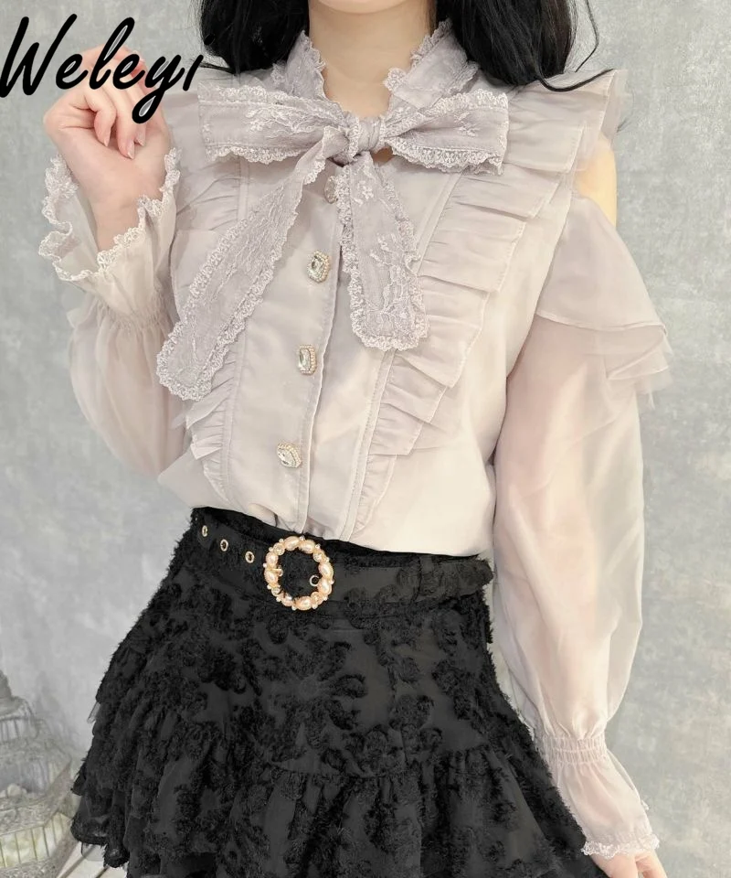 

Sweet Women's Shirts 2024 Summer Clothing New Versatile Cute Niche Design Mass Production Floral Plaid Lace Slim Black White Top