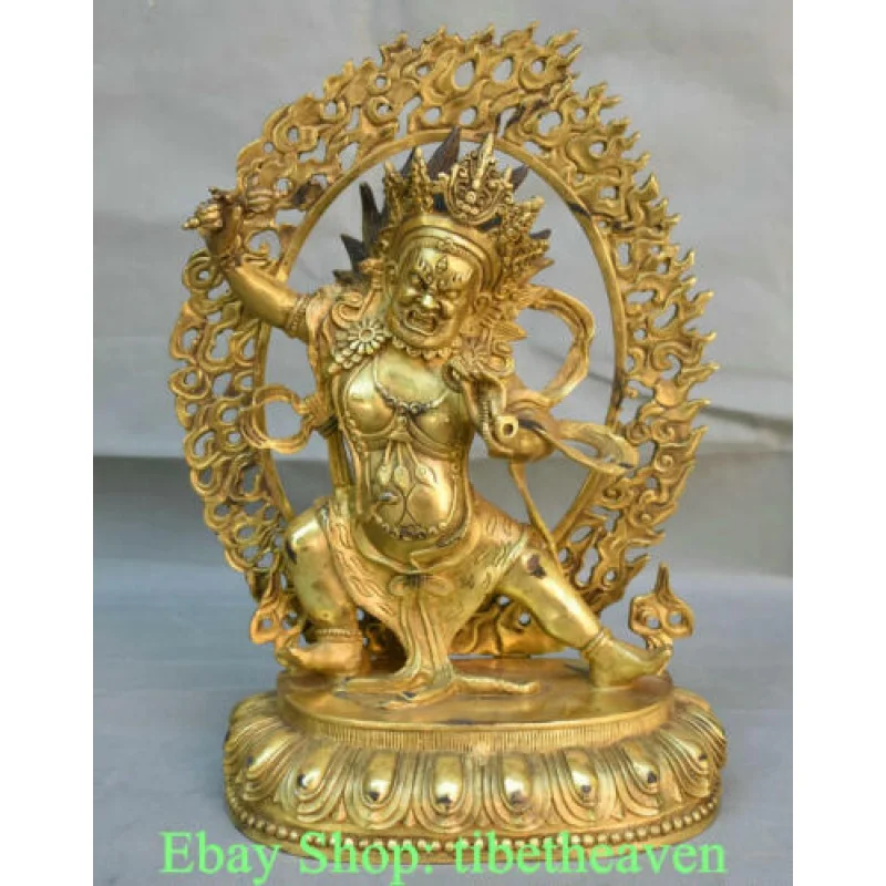

13.2" Old Tibetan Copper Gold Buddhism Vajradhara Vajrabhairava Buddha Sculpture