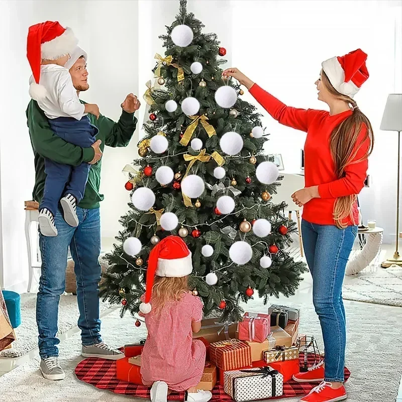 Christmas tree ornaments white foam balls Xmas tree hanging ornaments home wedding party festival decoration globe supplies 6/12Pcs