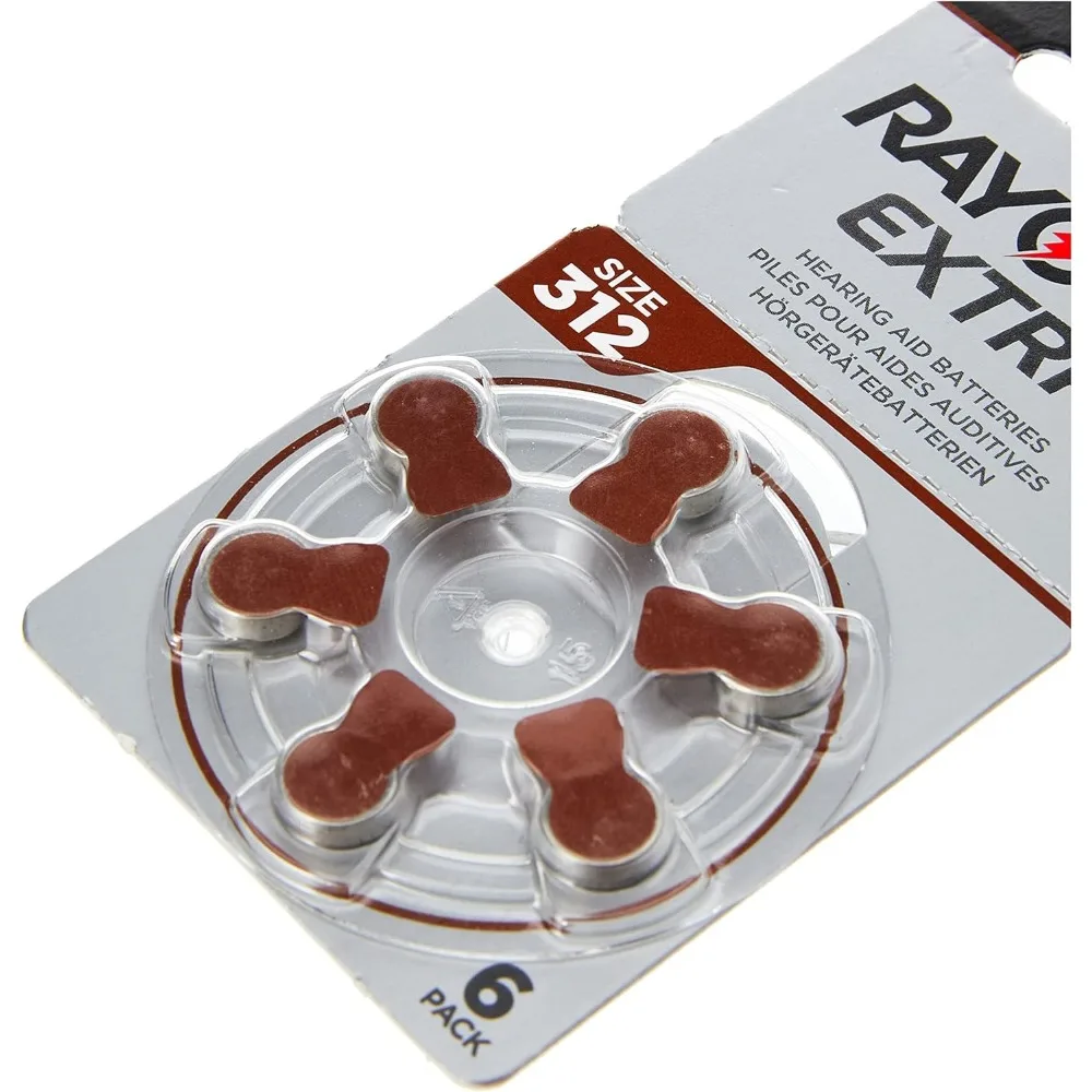Rayovac Zinc Air Extra 312 Hearing Aid Batteries 60PCS / 10 Cards 1.45V 312A A312 PR41 For BTE CIC RIC OE Hearing Aids