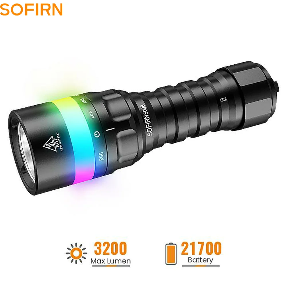 SOFIRN SD08 360° ° Latarka nurkowa RGB SST70 LED 3200lm z Polski za $40.87 / ~154zł