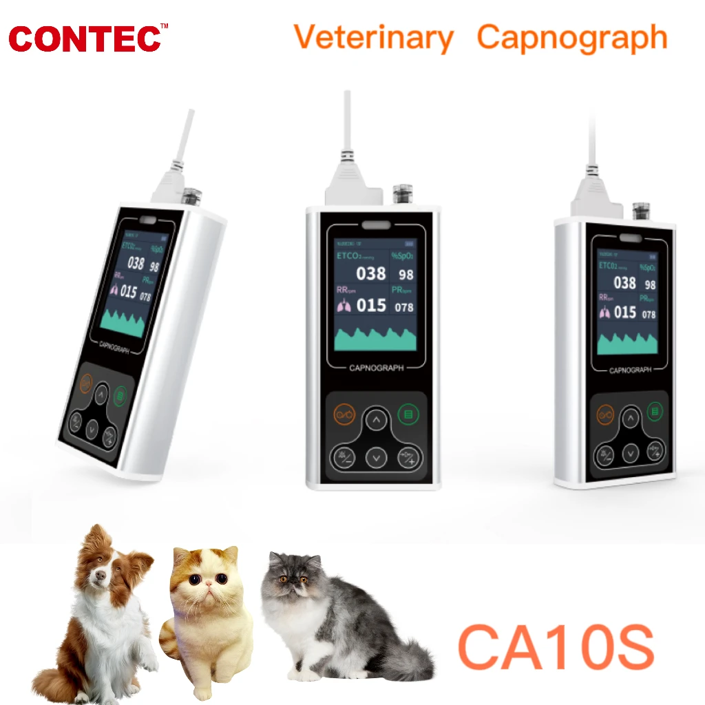 

CONTEC CA10S-VET End-tidal CO2 Capnograph ETCO2+RESP Rate Respiration Chargeable Veterinary use
