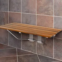 36" ADA Compliant Foldable Teak Wood Shower Seat Bench, 400lb Capacity, Clear Coated for Extra Protection, Folding Wall Mount 2