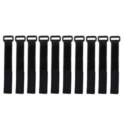10-Piece Reusable Fishing Rod Strap Set - Adjustable Hook & Loop Fasteners (Black)