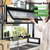 Over The Sink Dish Drying Rack Multi-Functional Countertop Scullery Kitchen Sink Storage Shelf Dish Drain Rack with Cabinet Door 1