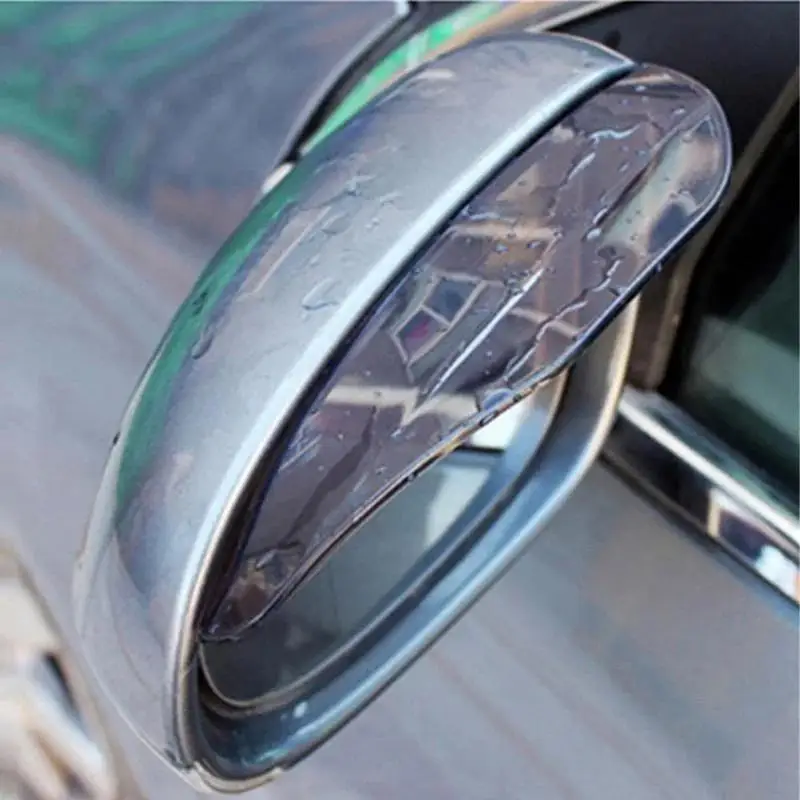 2pcs/Set Universal Flexible PVC Rearview Mirror Rain Shade Car Back Mirror Eyebrow Rain Cover Car Acc Rainproof Blades Tools