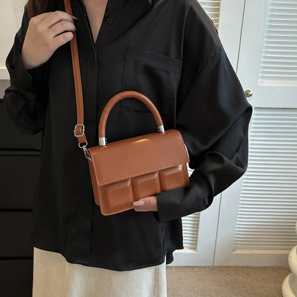 2023 Simple Small Square Bag of Women Fashion Shoulder Crossbody Bags PU leather Handbag Female Solid Color Mobile Phone Purses