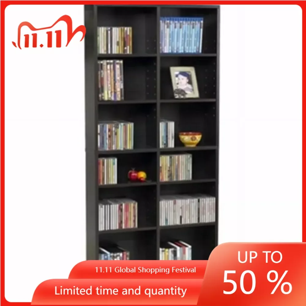 

25“x54” Oskar Adjustable Wood Media Storage Shelf Bookcase (228 DVDs 464 CDs) Children's Bookcases & Cd Racks Espresso Bookshelf