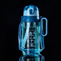 Large Capacity Portable Water Bottle with Straw - Ideal for Travel, Sports, and Fitness (Blue)