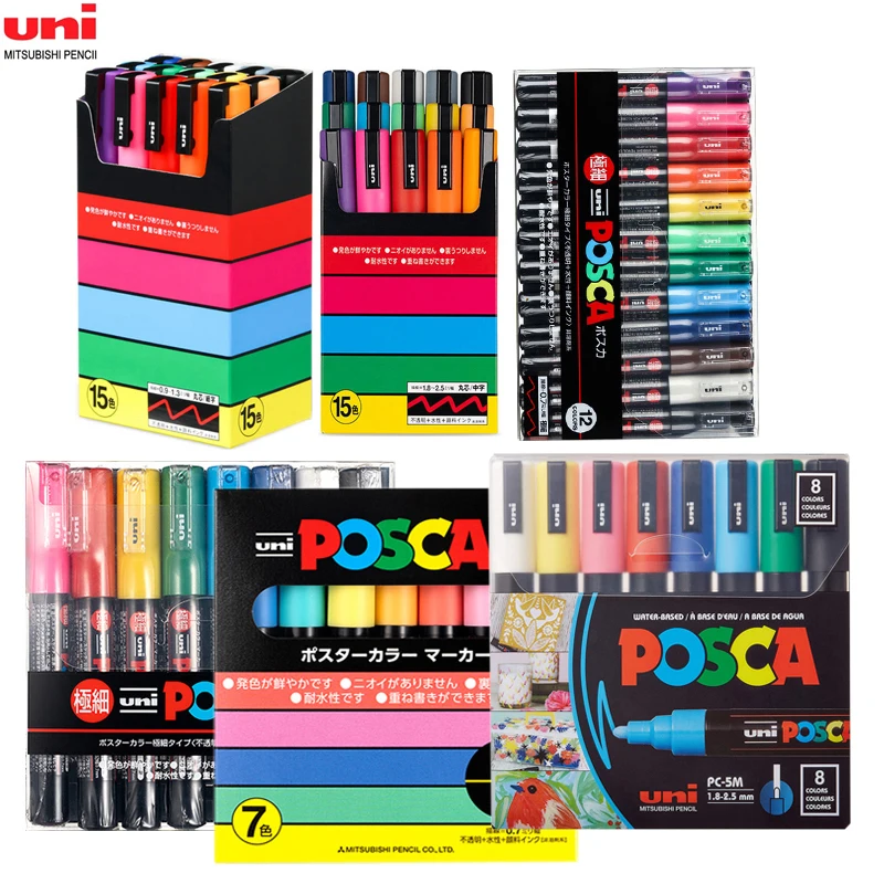 7Color UNI POSCA Markers Pen Set PC-1M PC-3M PC-5M Graffiti Painting Color  Marker Art Supplies Fabric Paint Stationery Supplies - AliExpress