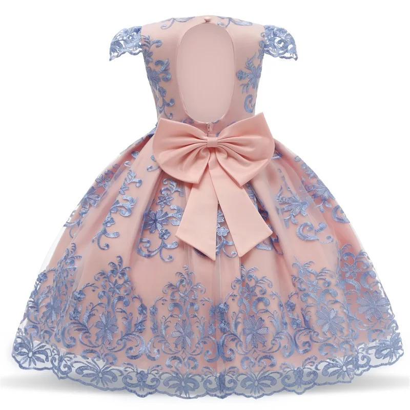 Girls Dress Mesh Pearls Children Wedding Party Dresses Kids Evening Ball Gowns Formal 4-10Yrs