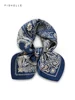 Navy blue Paisley 100% natural silk scarves small square scarf hijab shawl luxury gift headband 65cm men women wrap neckerchief