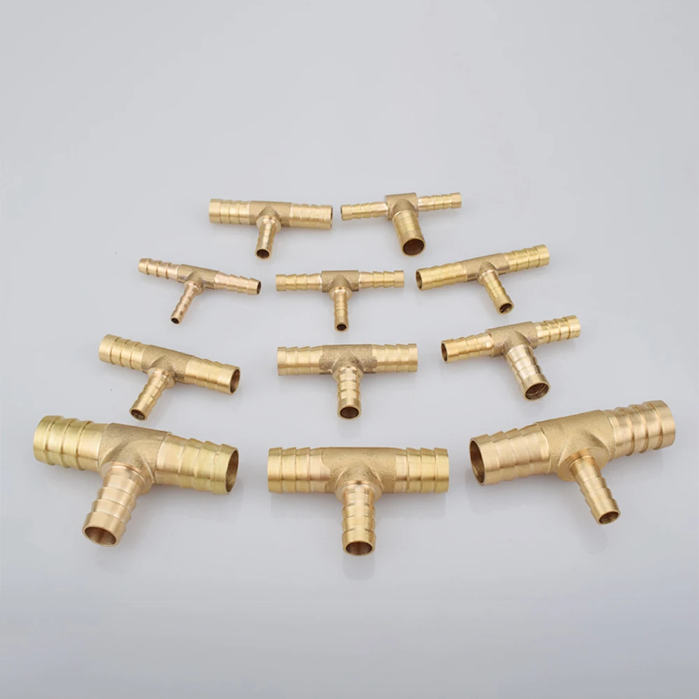 Hose Barb Tail Tee 4/6/8/10/12/14/16/19/25mm 3 Ways Reudcing Brass Pipe Fitting Splitter Coupler Adapter Connector Water Gas Oil