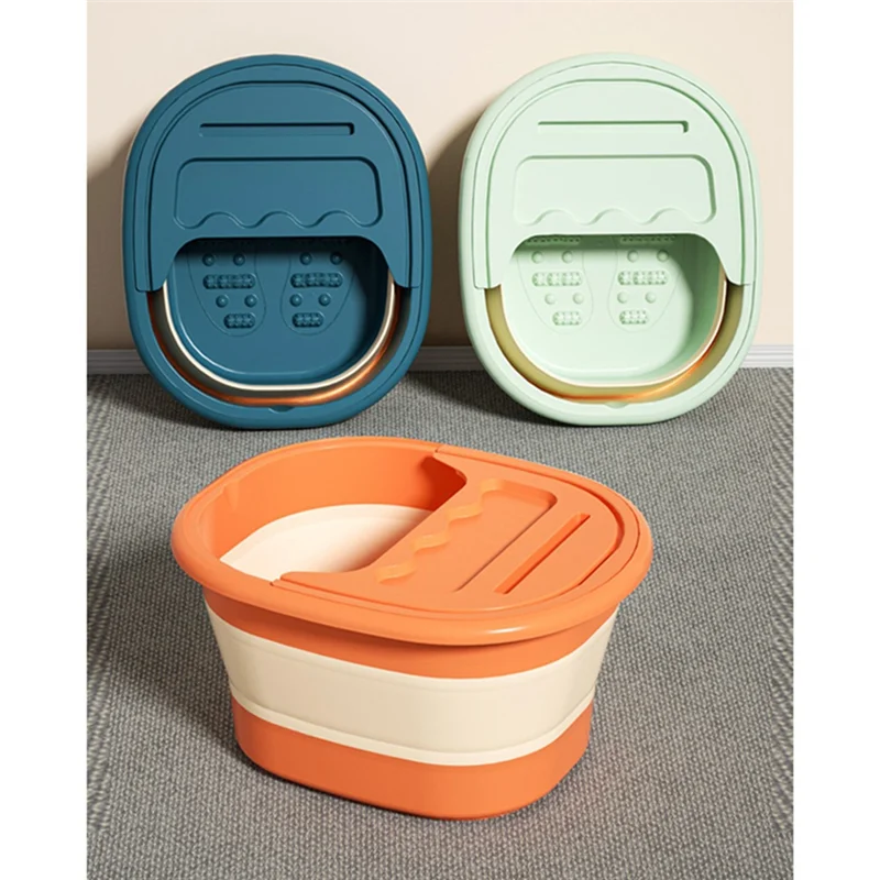 Foot Soak Tub Foldable Footbath, Footbath With Foot Massager To Help Sleep, Foot Spa,Foot Soaking Tub Soothe Orange Durable