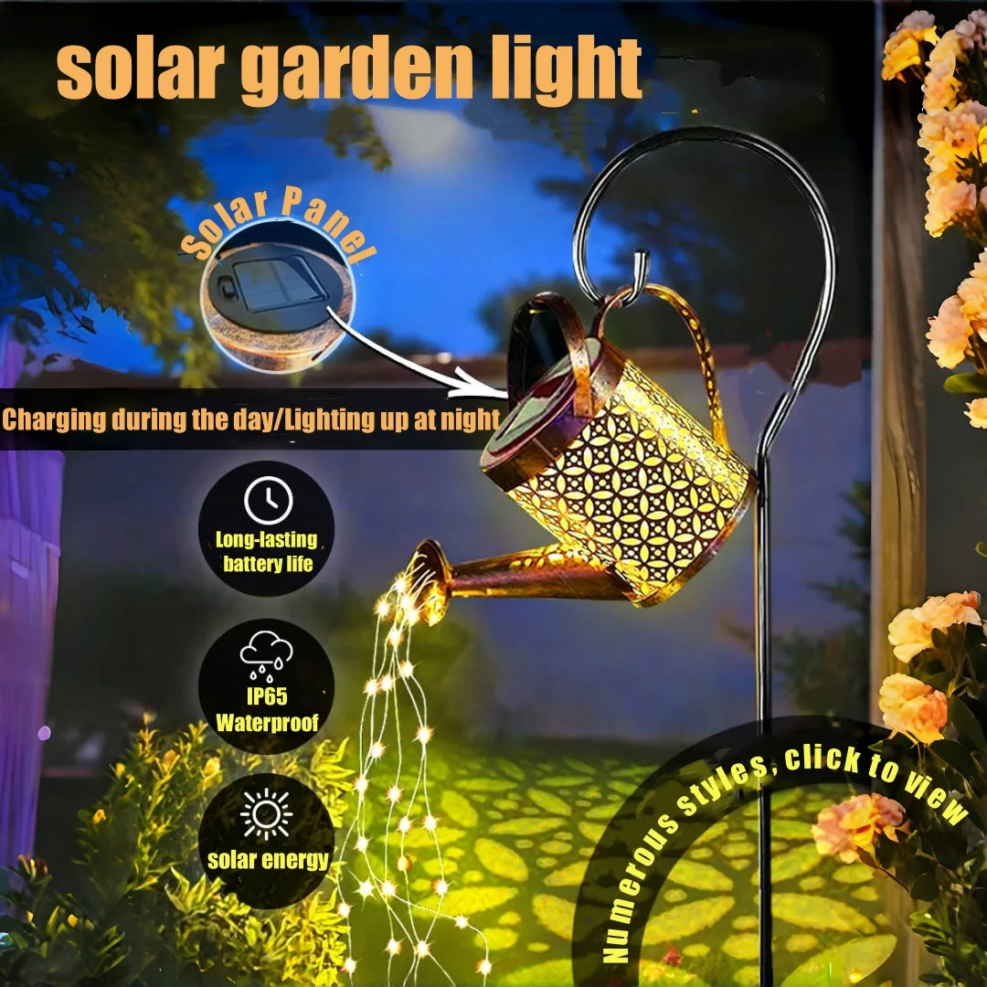 Regadera Solar Con Luces, Decoración De Jardín Al Aire . | Meses Sin