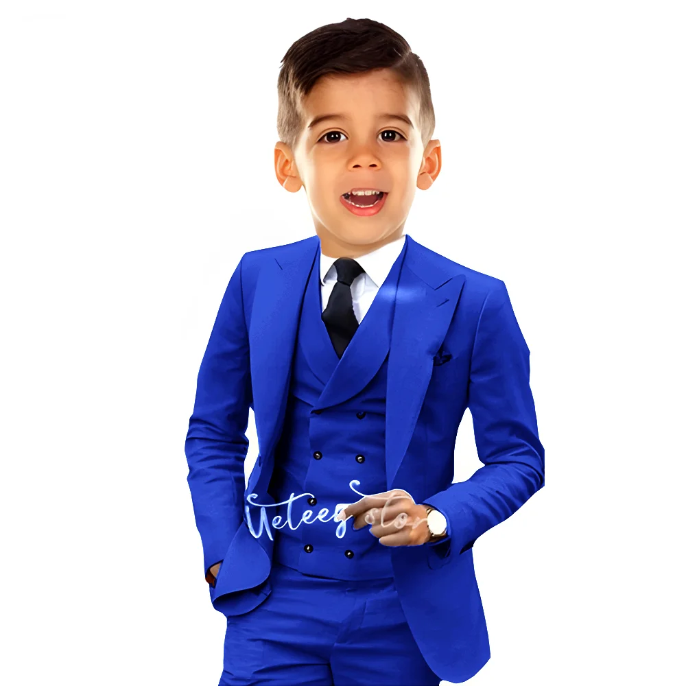 Boys Suit Orange Wedding Attire Tuxedo Party Ceremony Dress Suit for Kids Formal Blazer 3 Piece Set